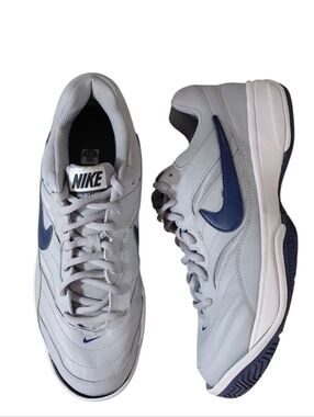 Nike Men’s Court Litr Gray and Navy Low-Top Tennis Sneakers  Size 12.5
